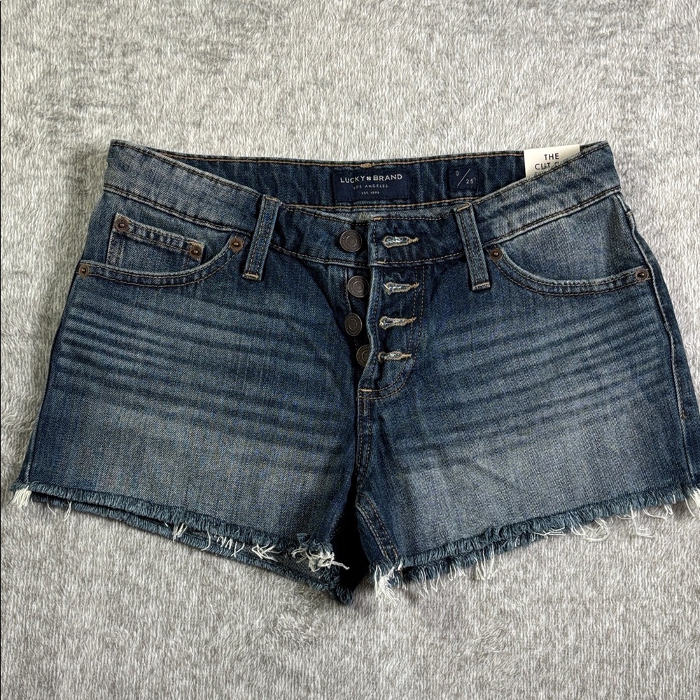 Lucky Brand‎ Women’s Sz0/25 Dark Blue Denim Cutoff Shorts Get Ready For Spring